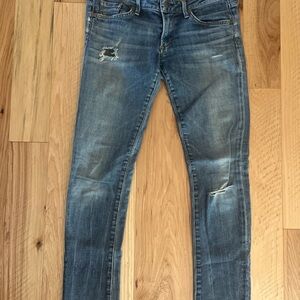 Citizens of Humanity Racer Low-Rise Skinny Jeans Women’s Size 28 Blue Distressed
